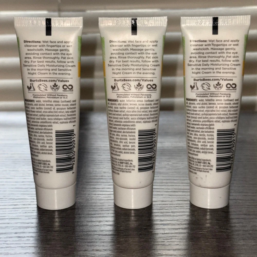 Burt's Bees 1.0oz Sensitive Daily‎ Gentle Cream Cleanser With Aloe Lot of 3